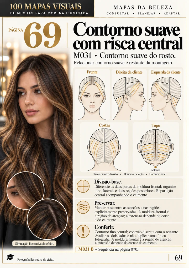 Mapa M031: distribuição de contorno suave com risca central